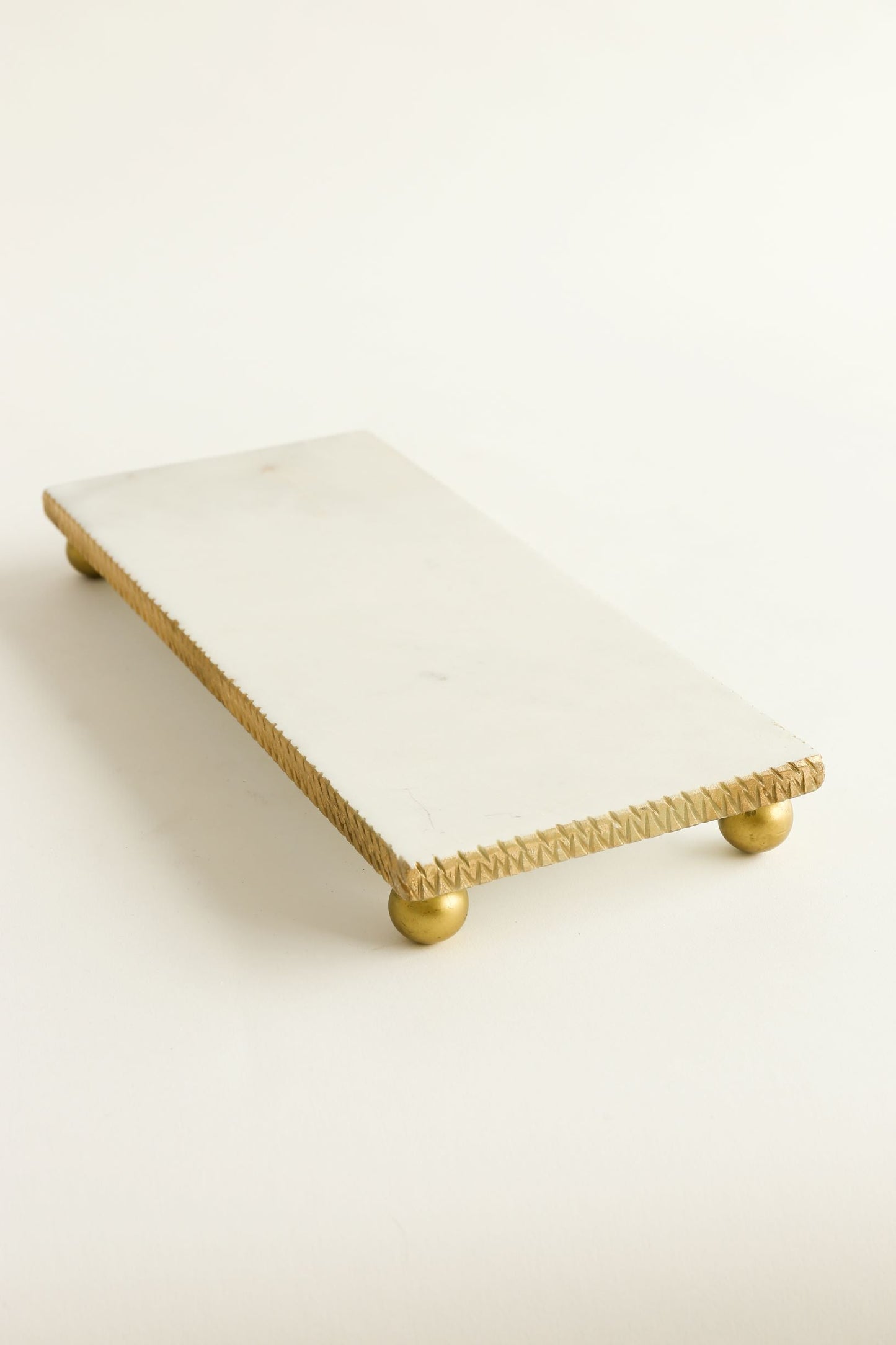 White Marble Tray w/ Gold Textured Edge (2 Styles)