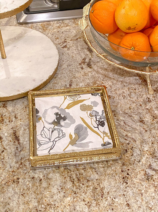 Gold Square Napkin Holder / Tray